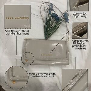 SARA NAVARRO Classic Cream Crossbody Shoulder Bag